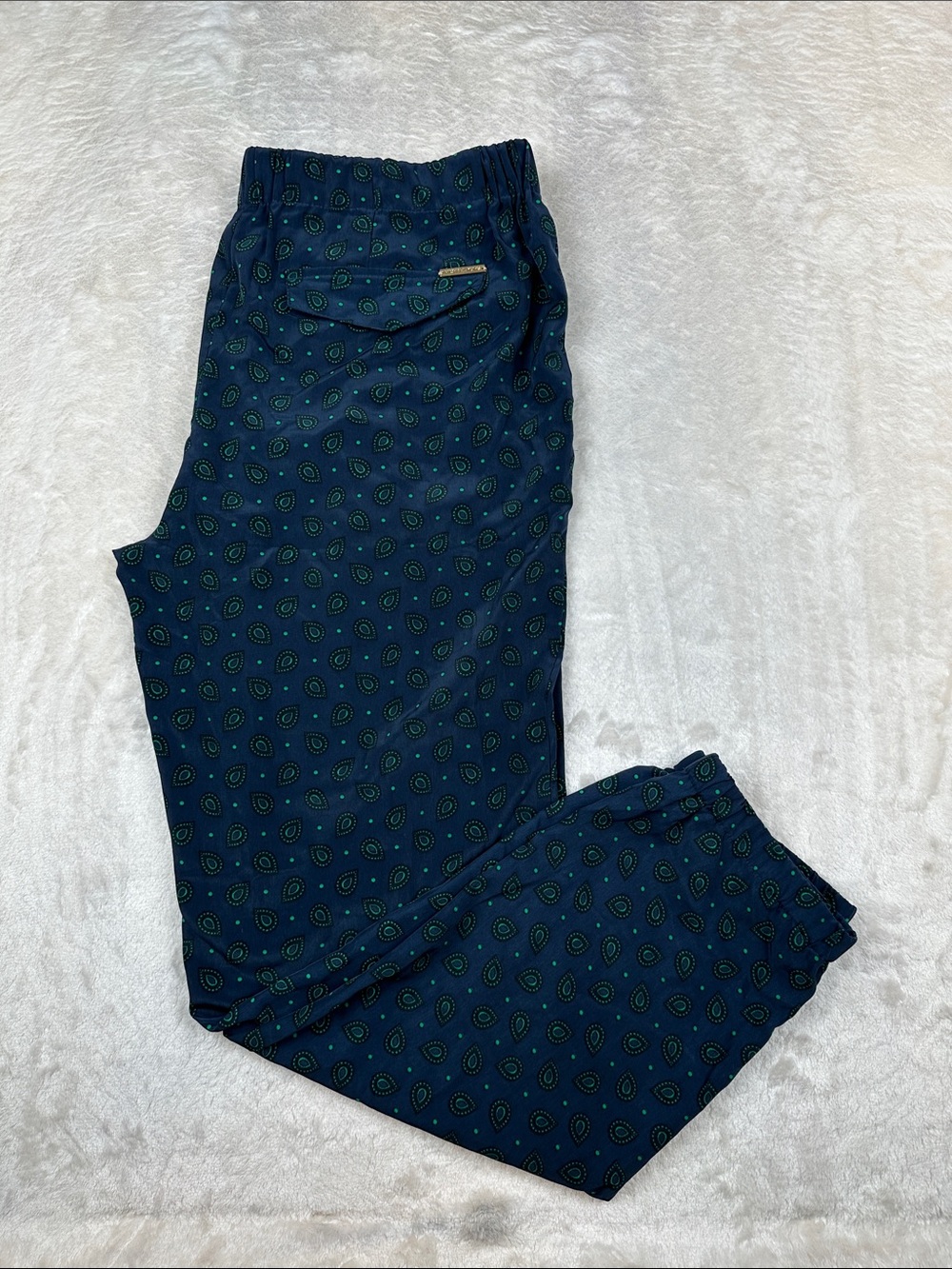 MICHAEL Michael Kors Pants Womens 12 Blue Green Paisley Pull On Jogger Ankle